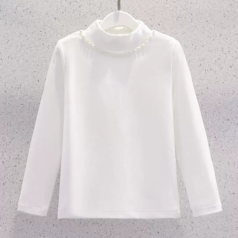 Girls' half turtleneck bottoming shirt thickened autumn and winter children's clothing Western style girls' T-shirt children's spring and autumn top inner wear