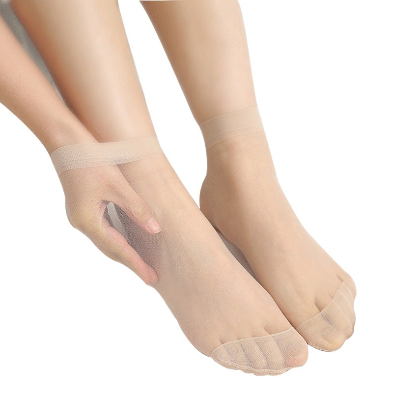 Women's black silk short socks spring and summer anti-hook silk wear-resistant ultra-thin cotton bottom tube flesh-colored ins tide crystal socks wholesale