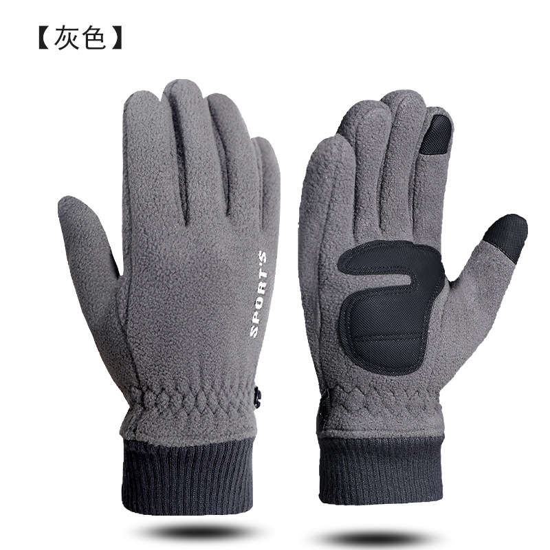 Picture of Polar fleece gloves men's autumn and winter velvet padded warm gloves riding sports driving non-slip touch screen gloves women