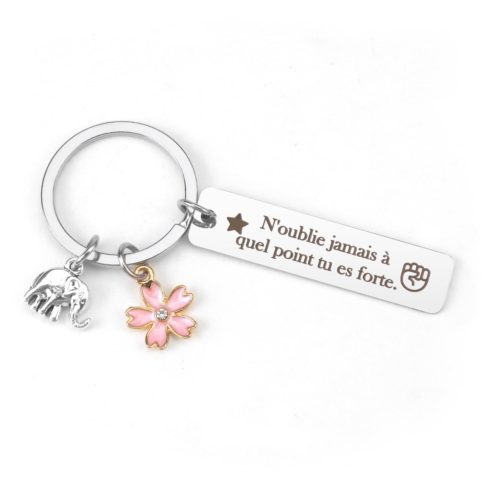 Picture of Customized German Russian Spanish Stainless Steel Keychain Commemorative Blessing Colleagues Keychain Can be customized with graphics and text