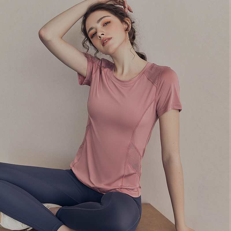 High-end Yoga Clothing Women's Summer Sports Short-sleeved T-shirt Running Quick-drying Professional Training Pilates Fitness Top