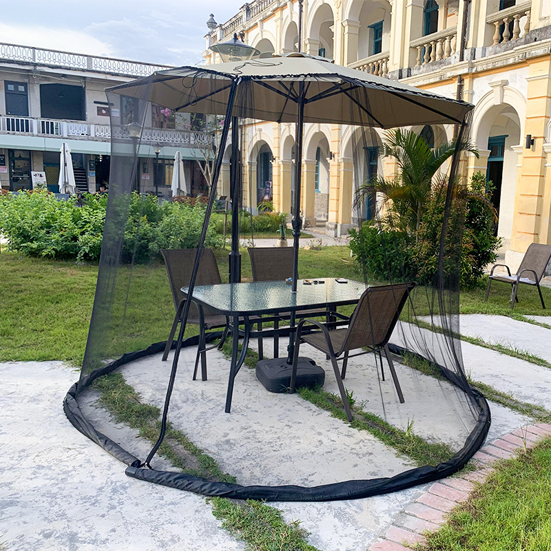 Picture of Outdoor courtyard parasol anti-mosquito net bottom water pipe weighted windproof purse seine anti-mosquito Roman umbrella mosquito net