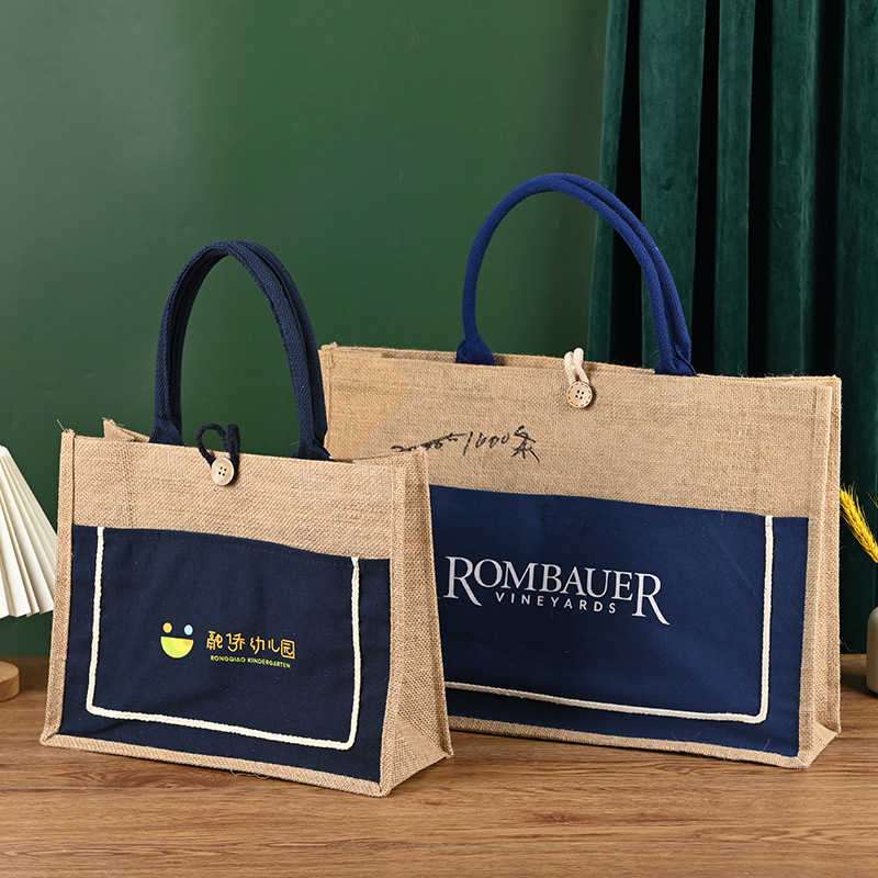 Manufacturer Wholesale Shopping Burlap Bags Corporate Gifts Advertising Fashionable Jute Tote Bags with Logo Printing