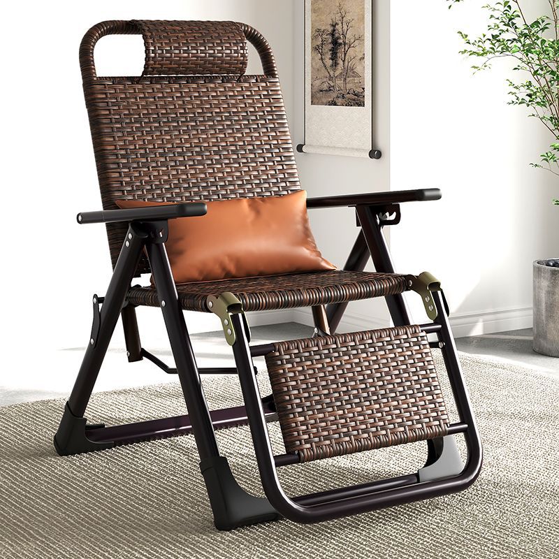 rattan summer lounge chair folding lunch break rattan chair nap balcony home lounge chair elderly chair back lazy