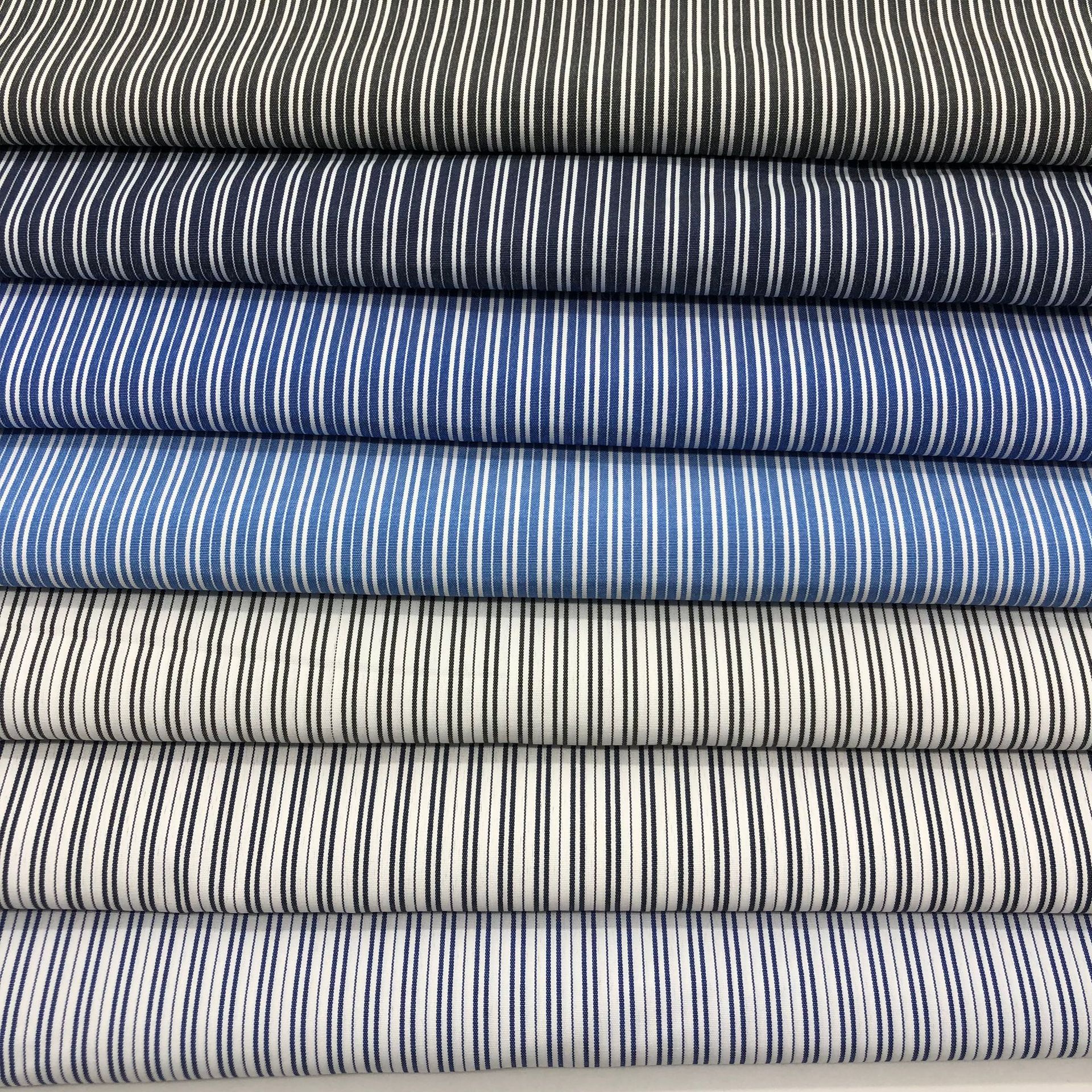 Polyester yarn-dyed vertical striped fabric men's business workwear summer women's striped shirt top Korean version fabric