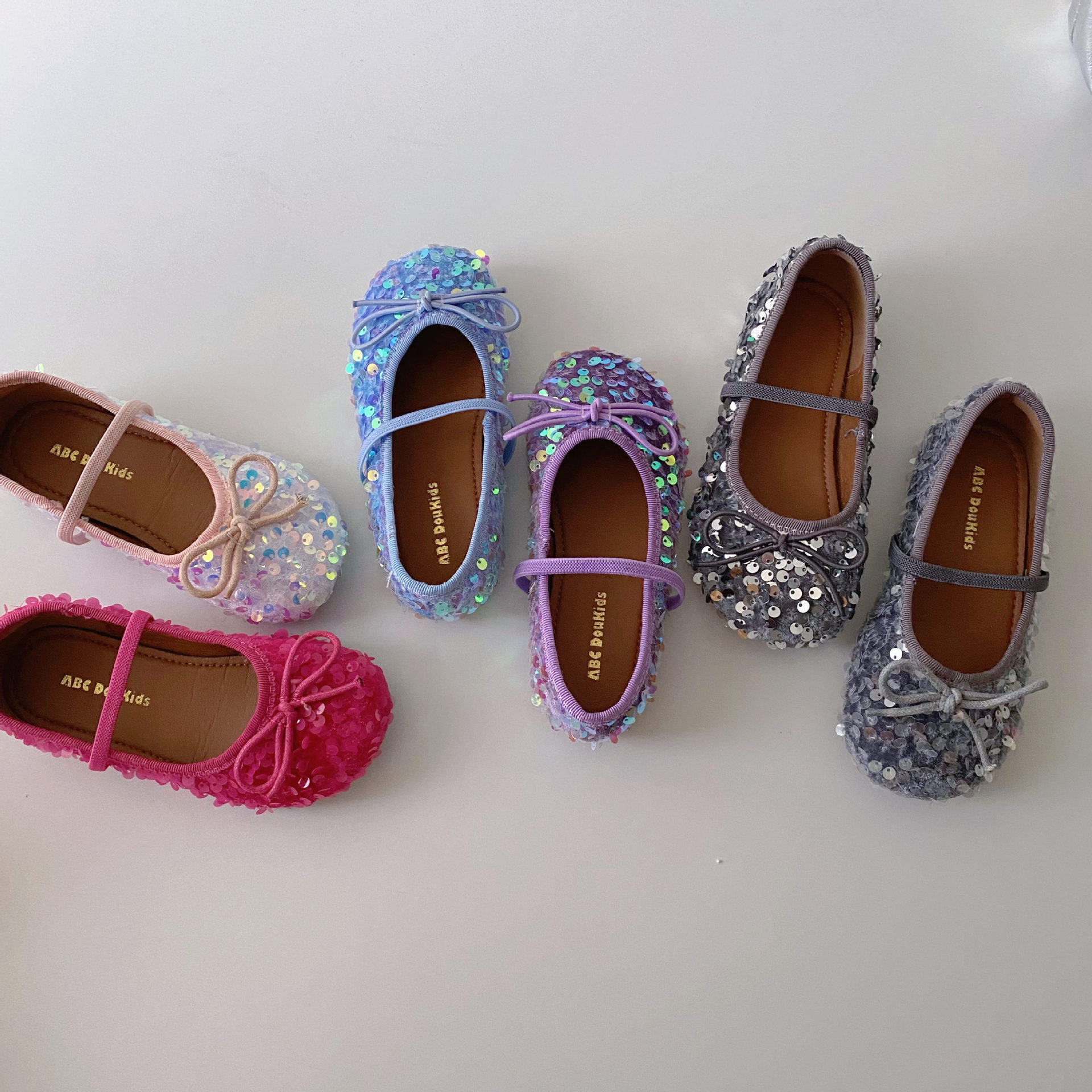 2025 Girls Spring and Summer New Korean Sequined Ballet Princess Shoes Slip-On Fashionable and Easiest for Match Sparkling Girls' Shoes