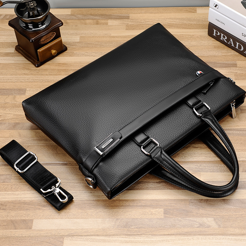 Picture of New men's handbag business official casual bag shoulder diagonal bag leather texture computer bag wholesale tide