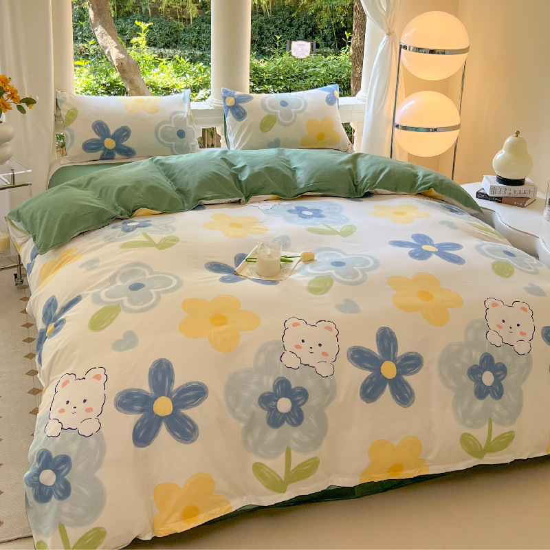 Picture of Small Fresh Summer Four-piece Bed Sheet Quilt Cover Single Student Dormitory Three-piece Cartoon Bedding