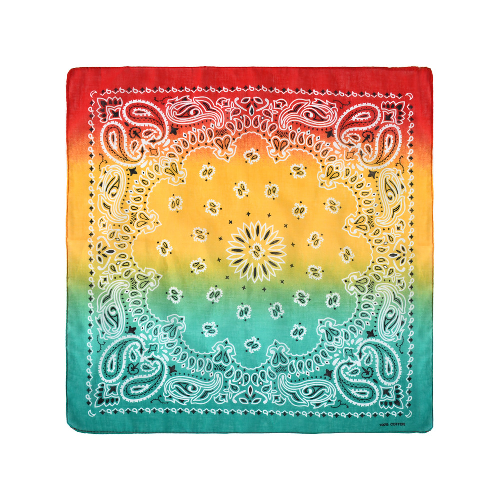 Picture of New Korean version of cotton gradient sweat-absorbent breathable turban sports outdoor riding scarf printed square scarf wholesale