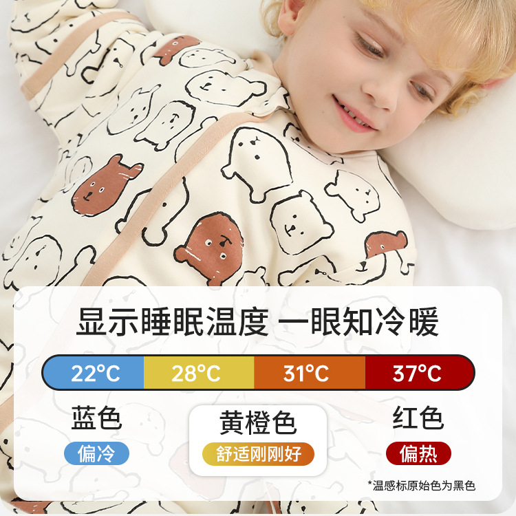 Picture of Baby Sleeping Bag Spring and Autumn Constant Temperature Detachable Sleeve Kick-proof Sleeve 1-6 Year Old Baby Leg Pajamas Air-conditioned Room Jumpsuit