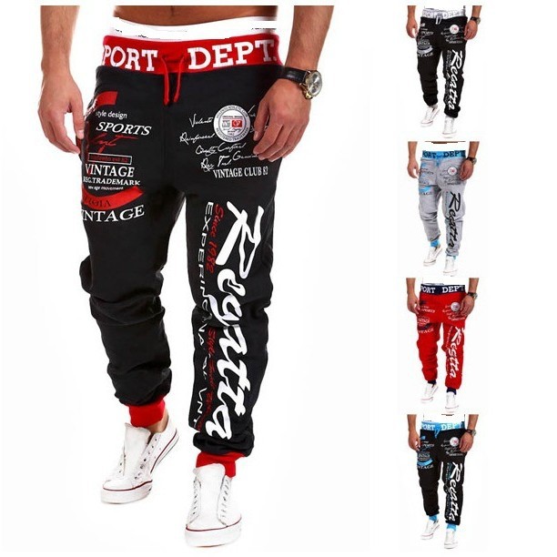 2025 Teo-European Size Spring and Autumn New Men's Drawstring Loose-fit Waist Letter Printed Loose Casual Sports Pants