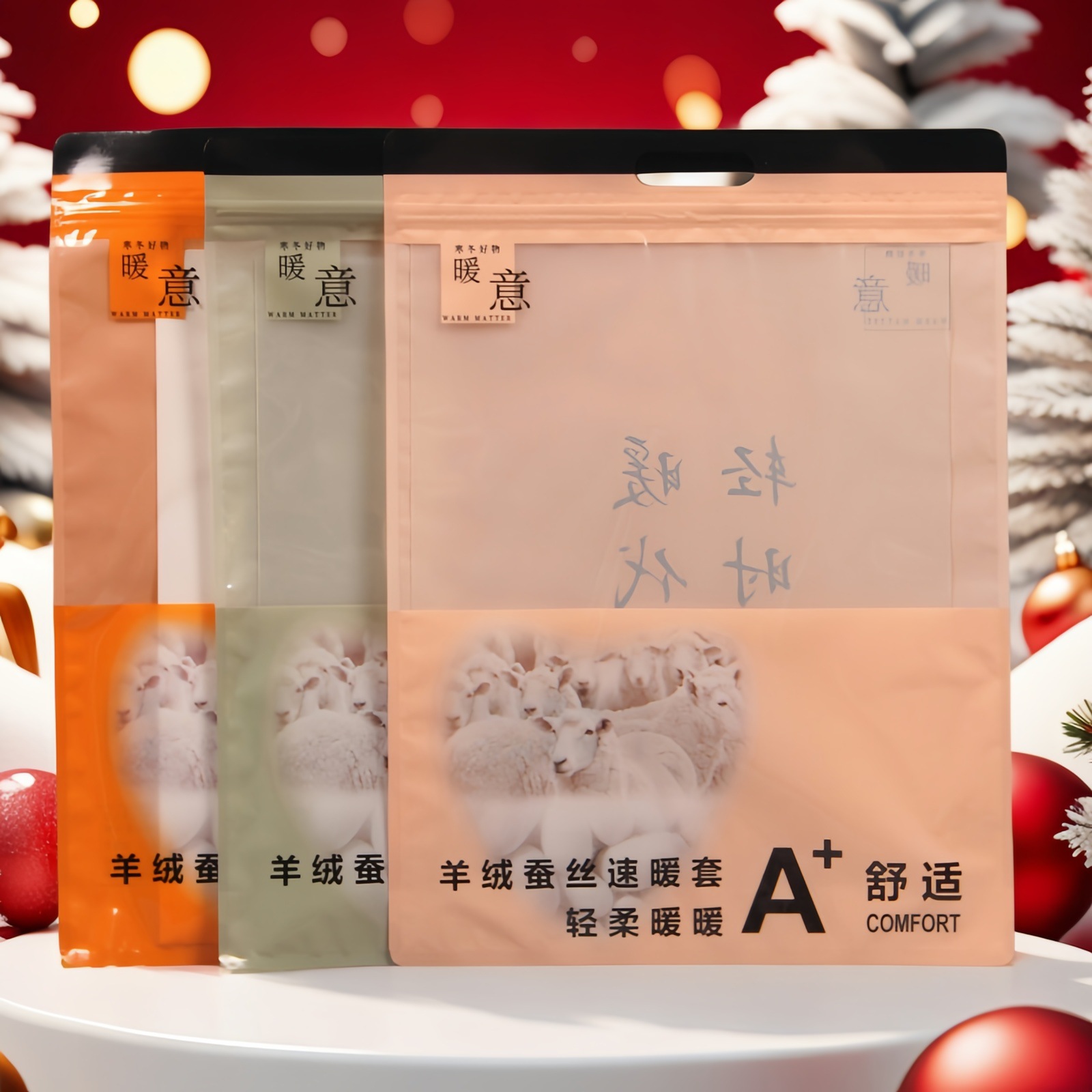 Cashmere Silk suit Packaging Bag Heating Thermal Underwear Pantyhose Transparent Self-standing Bag fleece-lined Leggings Bag