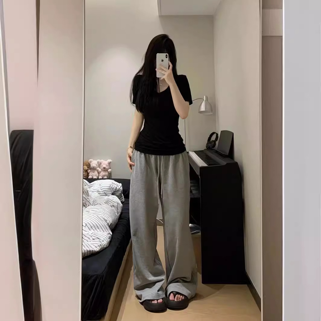 Imitation Cotton Black Collar Trendy Short-Sleeved Shirt for Women in Summer, Basic Style, Versatile, Slimming, Hot Girl Top, Trendy