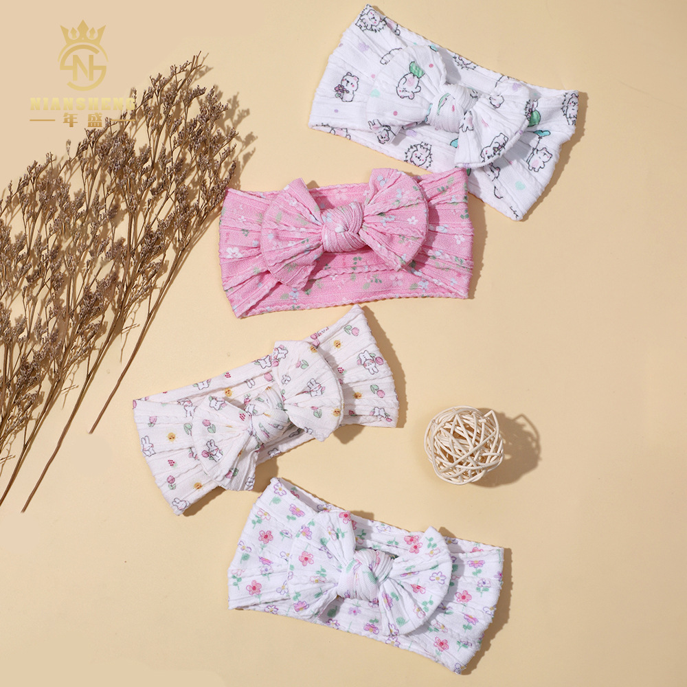 European and American New Children's Hair Accessories Wide Edge Elastic Nylon Headband Baby Hair Band Bow Elastic Baby Hair Band