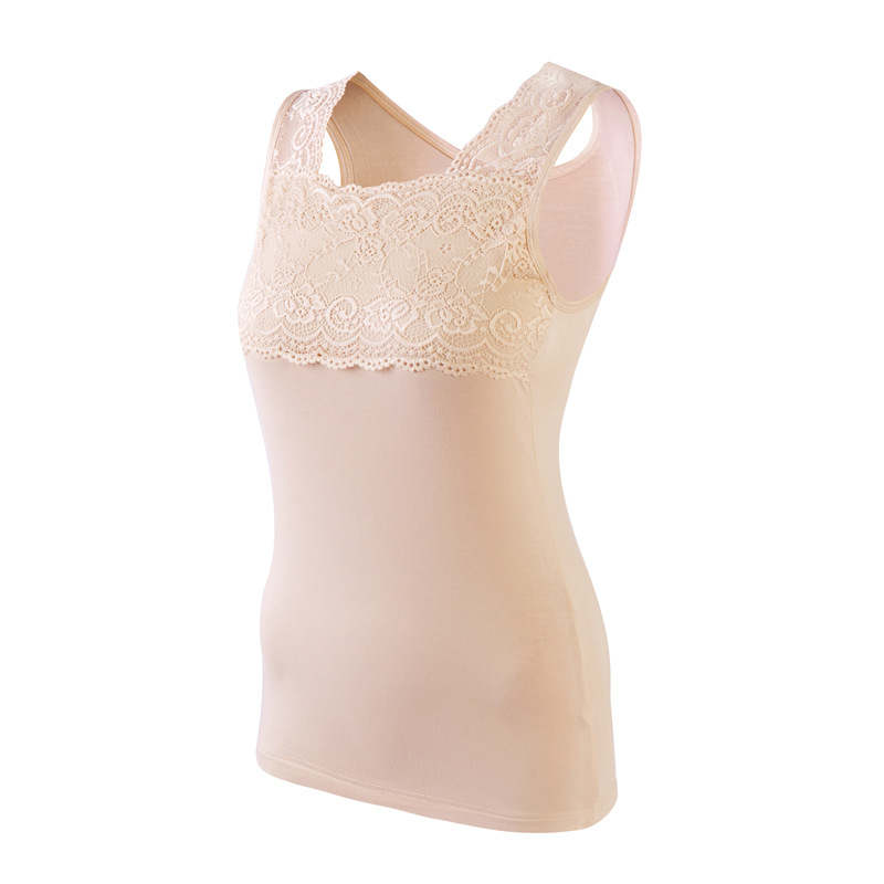 Picture of Modal Camisole Lace Vest Women's Summer Sleeveless Versatile Large Size Slim Round Neck Inner Layering Shirt Women's Thin Top
