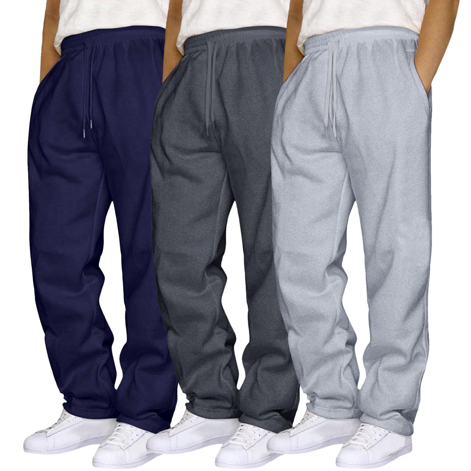 3-Pack of Trendy Cross-Border Sports Casual Pants for Men, Straight-Leg, Loose-Fitting, Versatile Long Pants, in Stock for Wholesale