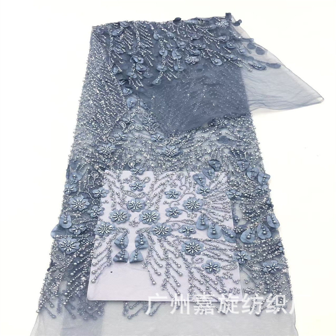 New Peacock Tail Heavy Industry Laser Three-dimensional Embroidery Beaded Sequins Embroidered Cloth Wedding Dress Dress Women's Dress Fabric