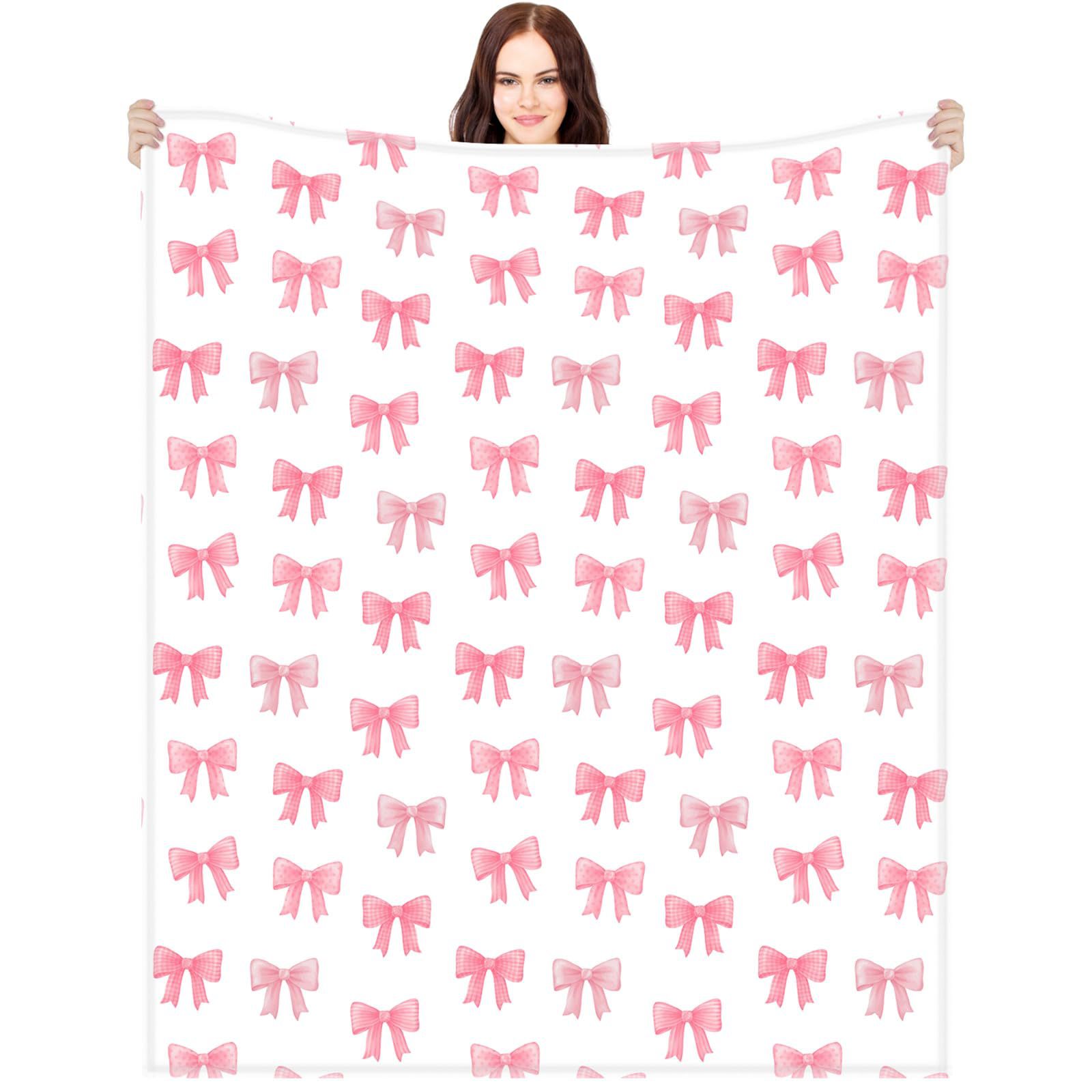 Picture of Foreign trade cross-border pink bow flannel blanket soft and comfortable digital printing blanket sofa blanket wholesale
