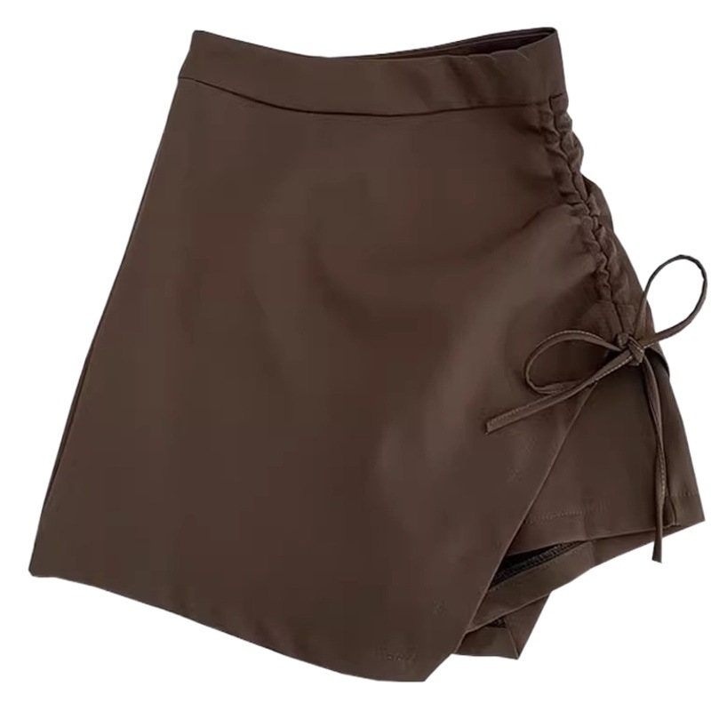 Design Pleated Drawstring Skirt Women's Spring 2024 New High Waist A- Line Skirt Fashionable Slimming Korean Style Skirt Pants