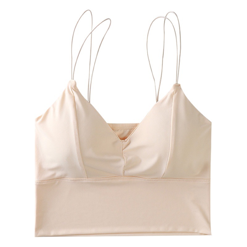 Double Shoulder Strap Girl Vest Ice Ribbon Chest Pad Beautiful Back Tube Top Comfortable Inner Wearing Outer Wearing Small Sling Base Underwear Summer