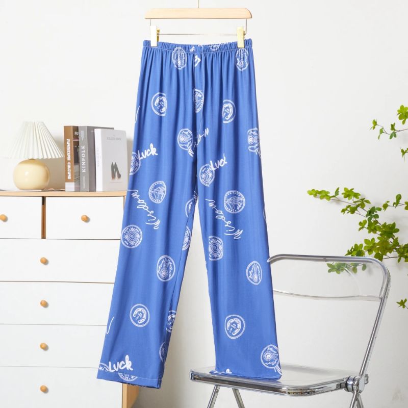 Picture of Pajama Pants Men's Summer Cotton Silk Thin Large Size Middle-Aged and Elderly Home Trousers Artificial Cotton Manufacturer Home Air-Conditioned Pants