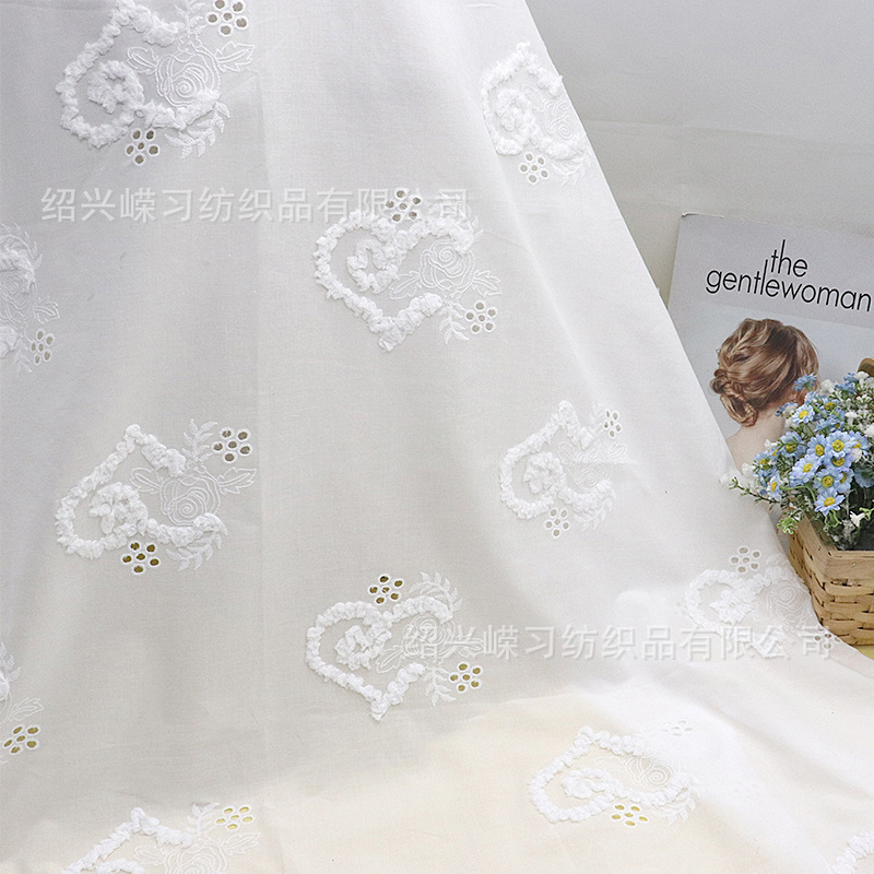Manufacturer's New Disc Belt Embroidered Fabric Love Punched Embroidery Spring and Summer Women's and Children's Clothing Cross-Border Embroidered Lace Fabric