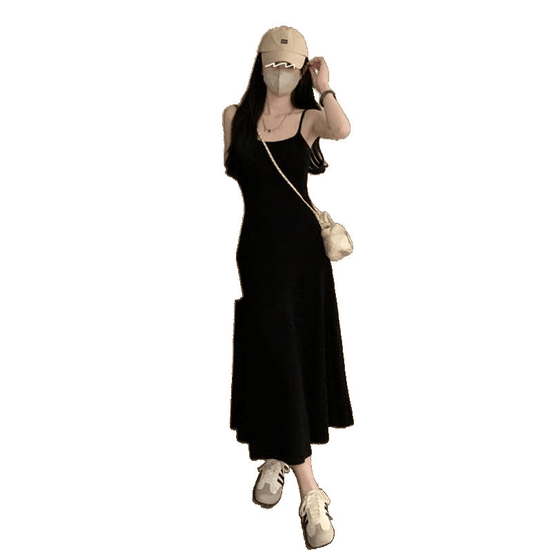Picture of 2025 New Rose Red Suspender Dress Women's Summer Slim Hot Girl Outerwear Waist Slimming Long Skirt