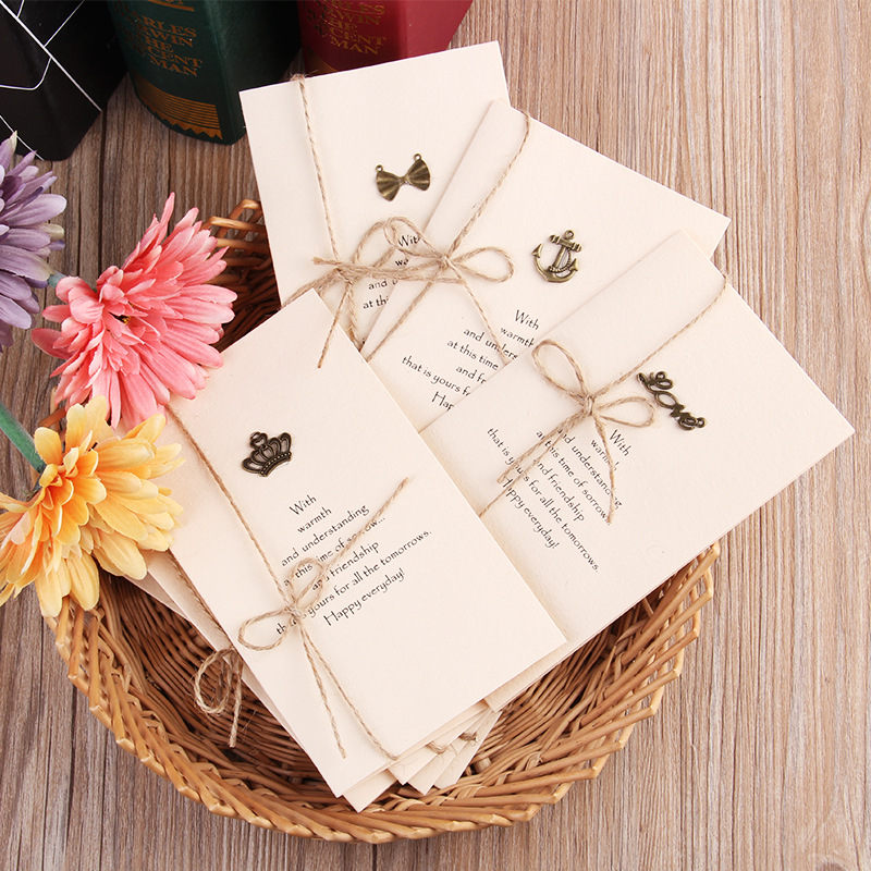 Creative Retro Greeting Card Metal DIY Handmade Foldableing Holiday Blessing Vow Card Wholesale Teacher's Day Christmas