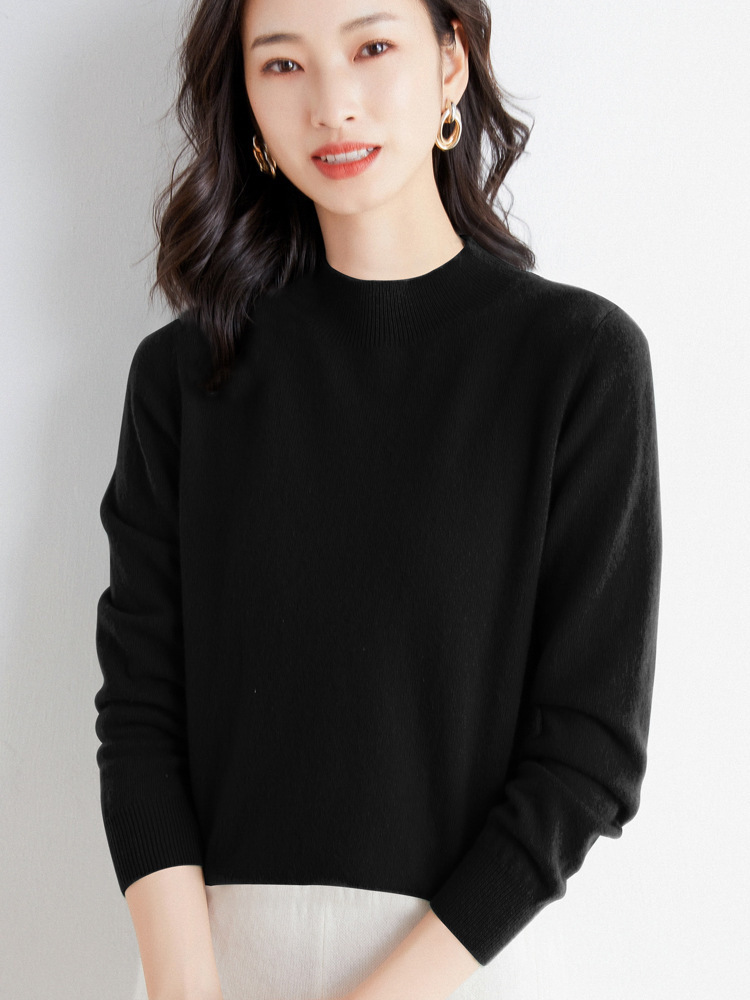 Picture of 2022 Spring and Autumn New Women's Loose Half-turtleneck Wool Knitwear Pullover Base Shirt Sweater