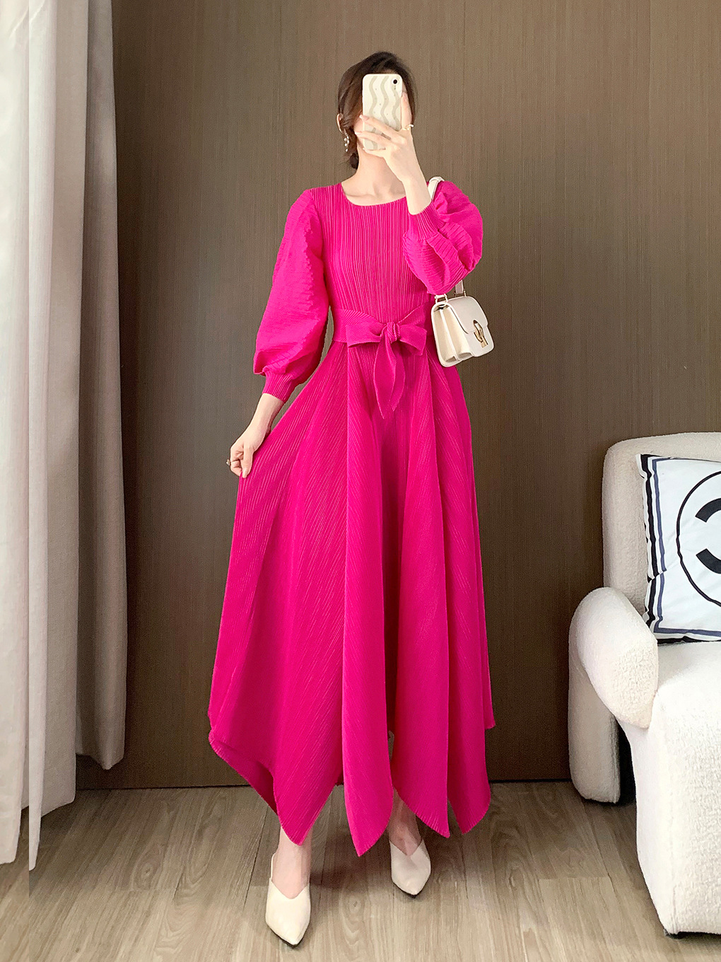 Miyake dress Long Women's AliExpress Foreign Trade Explosions Large Dress Shenzhen Nanyou High-end Women's Dress Dress Dress