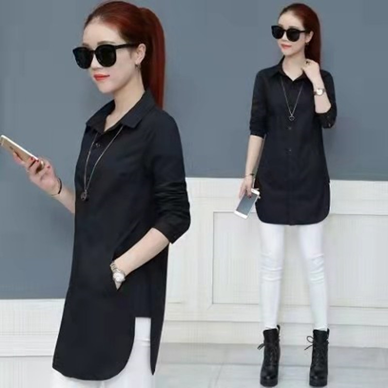 Picture of 2025 Shirt Women's Spring Mid-Length Layered Inner Layering Shirt Large Size Design Casual White Shirt for Women
