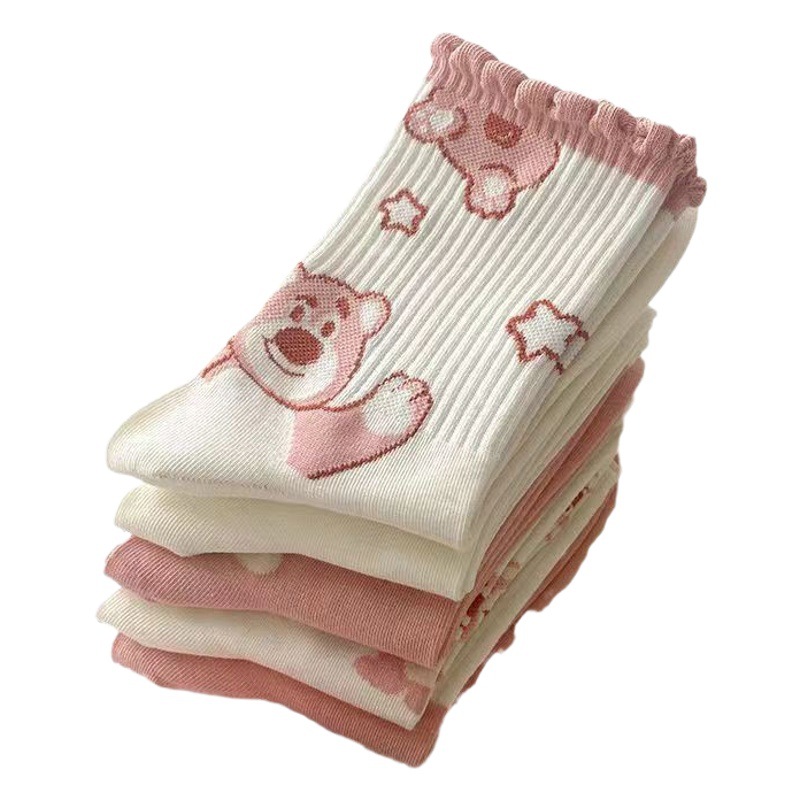Socks women's mid-calf length socks ins fashionable all-matching autumn and winter high-looking cute cartoon long socks for students