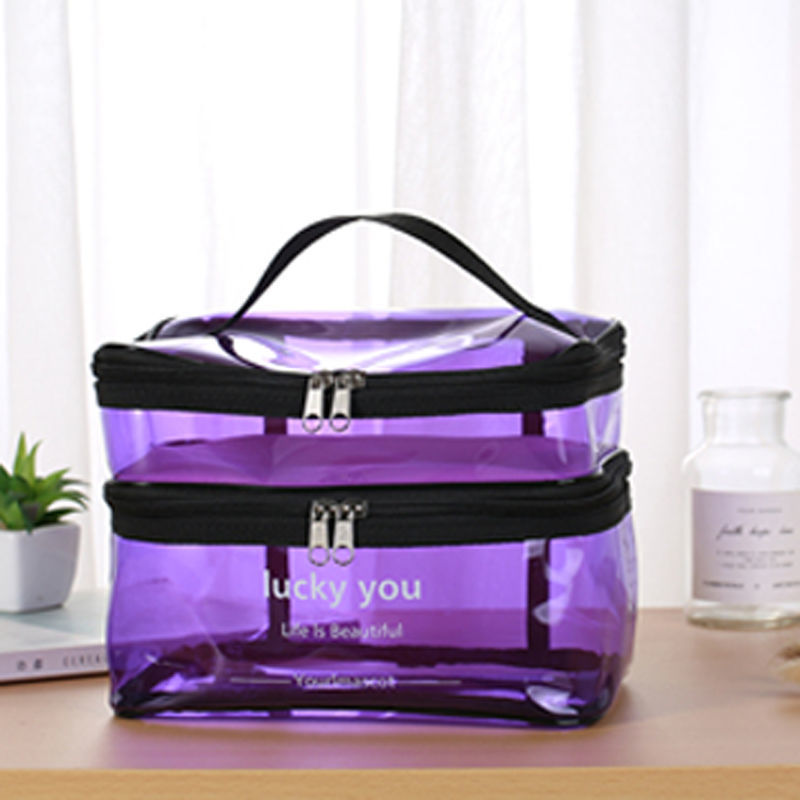 Picture of Cosmetic Bag for Women, Large Capacity, Portable Toiletry Bag, Waterproof Cosmetic Travel Storage Bag, Wholesale, Transparent, Simple Style