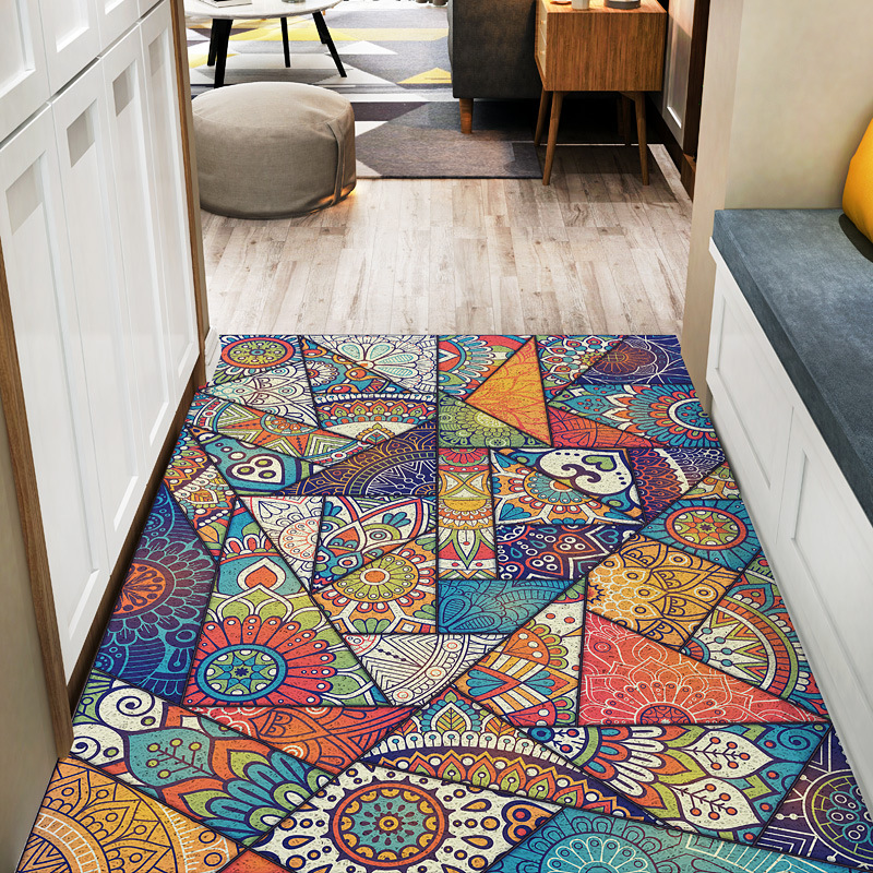 Modern American Style Cuttable Silk Circle Foot Mat Entrance Floor Mat Home Entrance Carpet Non-Slip Foot Hallway Mat