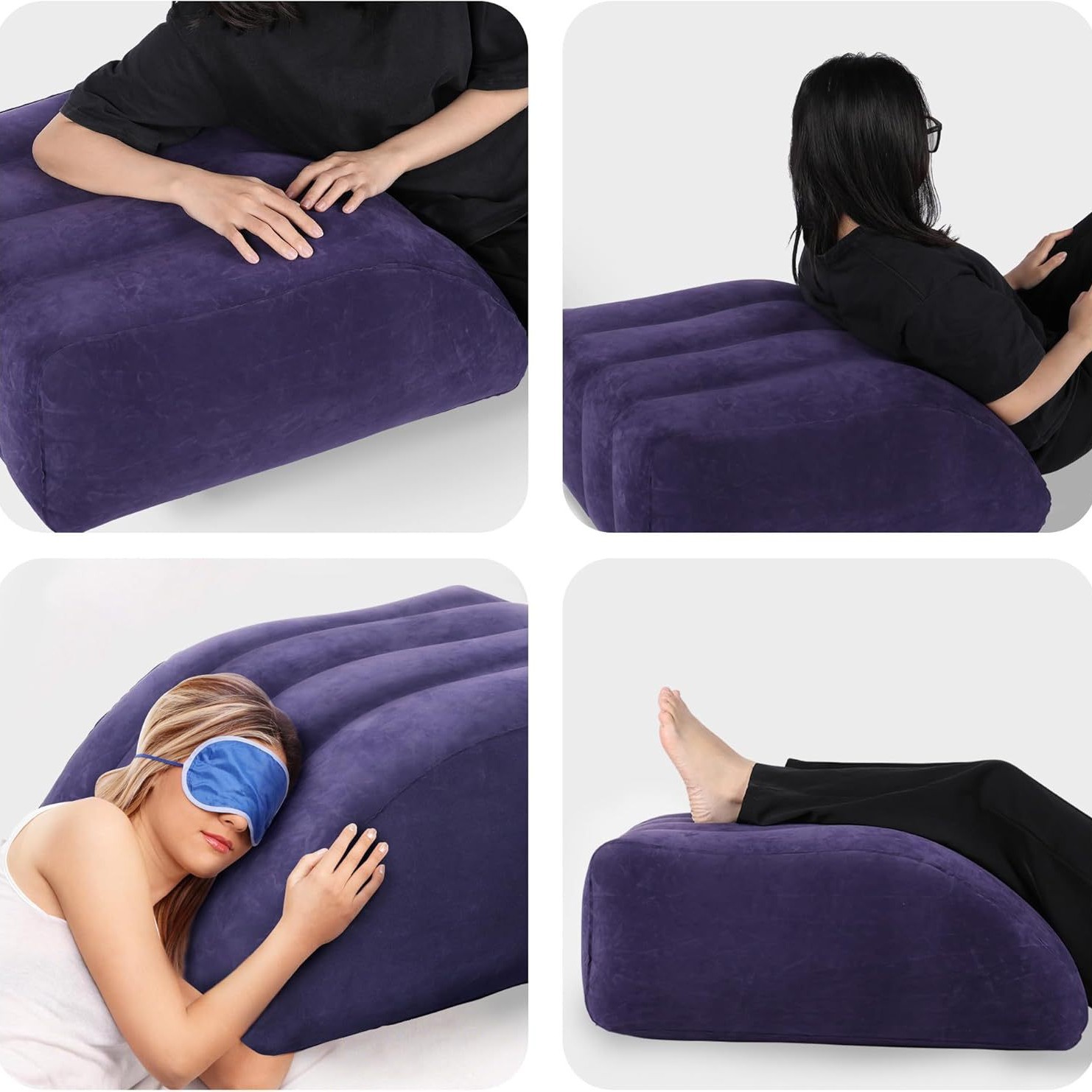 Picture of Triangular Inflatable Spot Travel Leg Pillow Fracture Lift Flocked Leg Pad Outdoor Wedge-Shaped Knee Relaxation to Relieve Fatigue