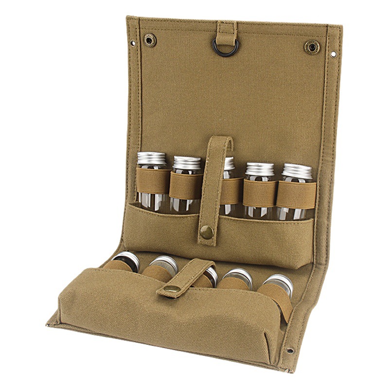 New Cross-Border Amazon Portable Outdoor Picnic Bbq Seasoning Cosmetics Bag Camping Style Barbecue Seasoning Bottle