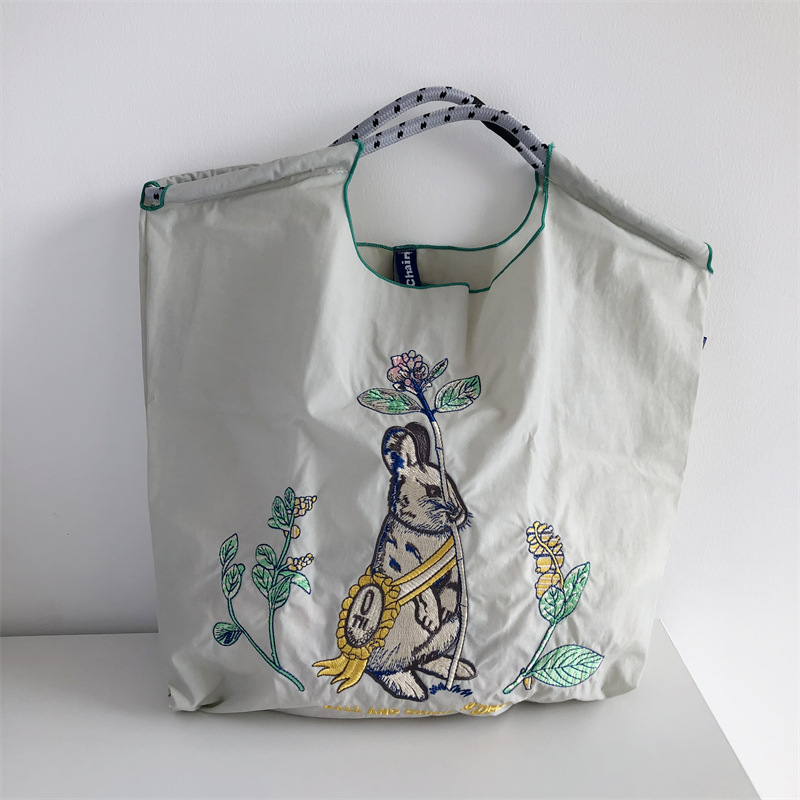 Picture of Japanese homemade ball chain eco-friendly shopping bag nylon embroidered hand canvas bag nylon shopping bag