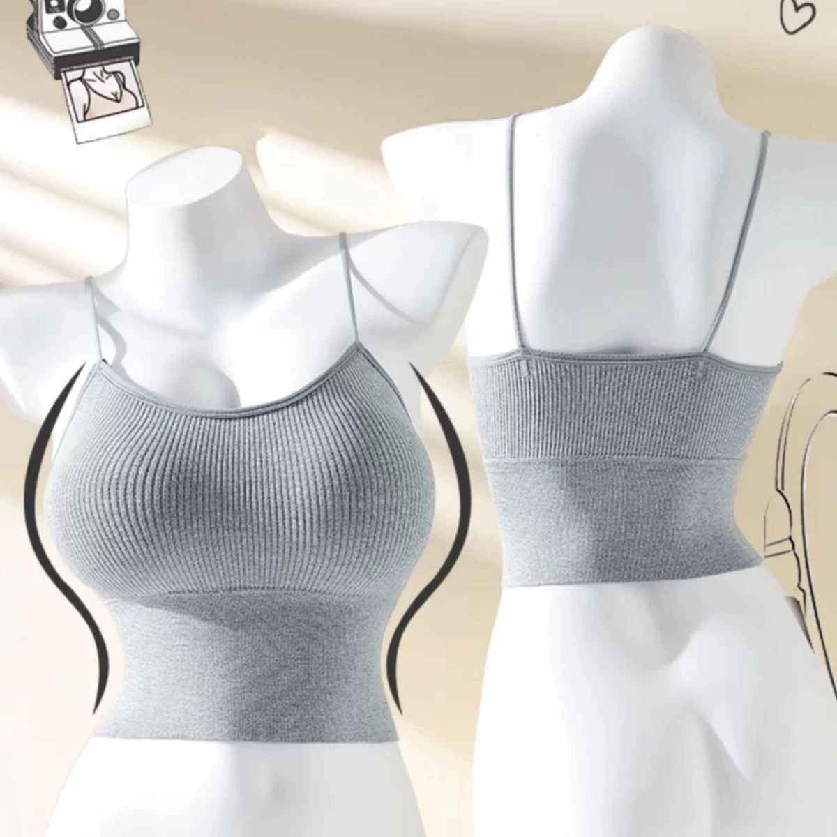 Explosions Bear Sling Beautiful Back Girl Thread Wrap Breast Tube with Chest Pad Sports Outer Wear Base Vest Underwear