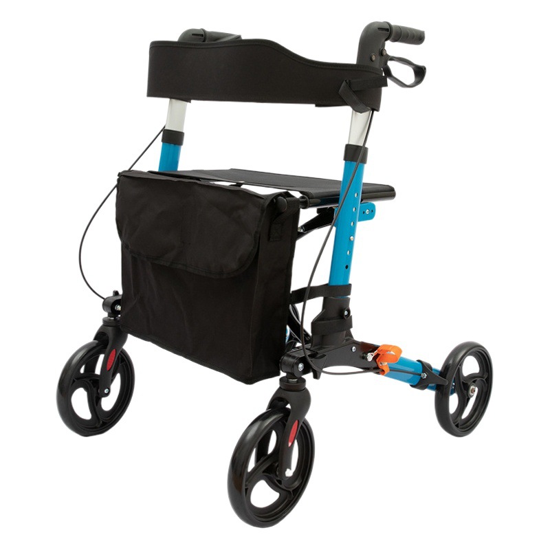 Outdoor aluminum alloy walking car for the elderly disabled bone folding walker multi-function four-wheel shopping push car