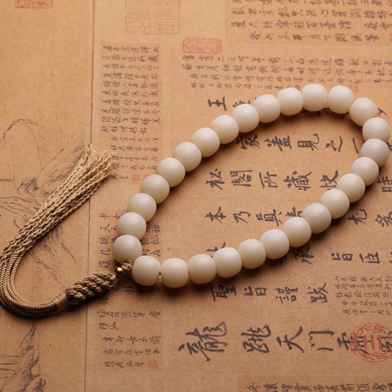 Natural Bodhi Root Handheld Milk White High Throwing Bodhi Handstring Bracelet Wen Play Rosary Beads Buddha Beads Factory Wholesale