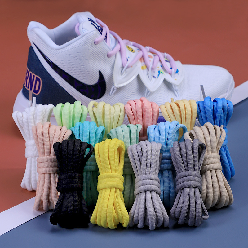 Picture of Wild elephant wholesale semicircle shoelace basketball shoes sneaker casual shoes shoelace black and white blue color oval shoelace rope