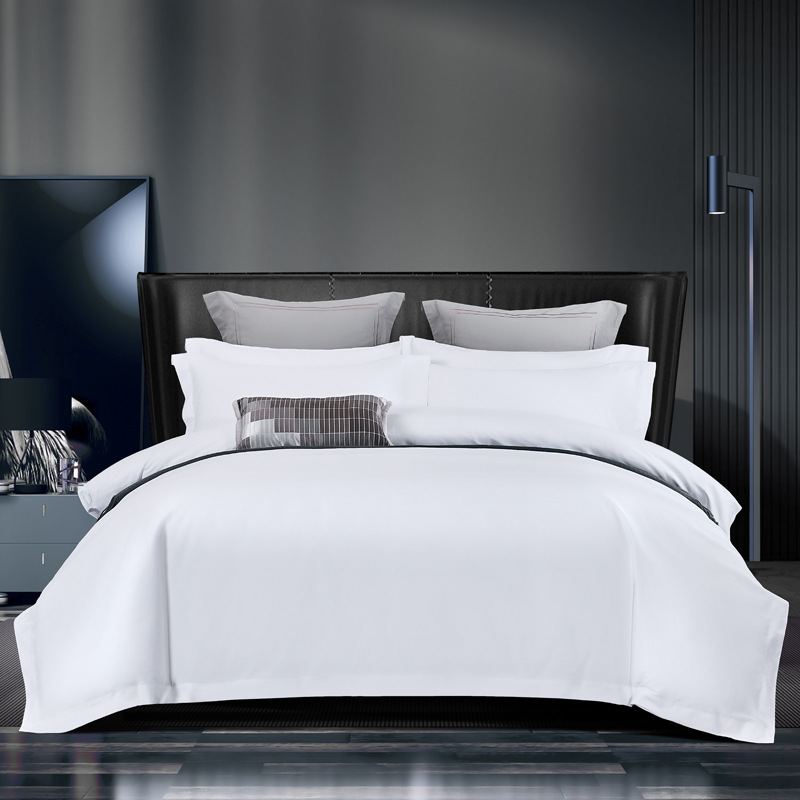 Five-star hotel bedding hotel hostel white bed sheet quilt cover three-piece set four-piece set wholesale
