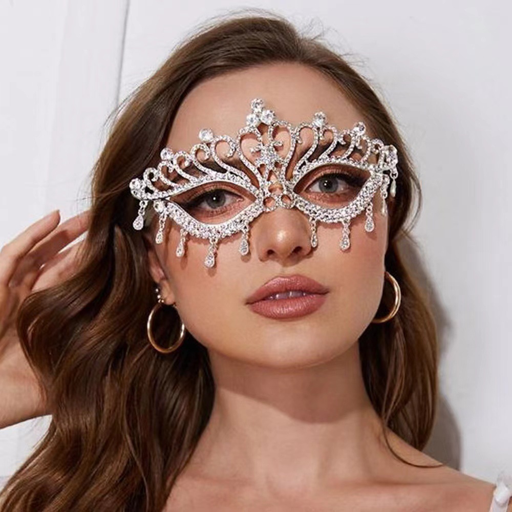 Bridal Ball Mask Headwear European and American Wedding Party Accessories Rhinestone Tassel Covering Party Dress Accessories
