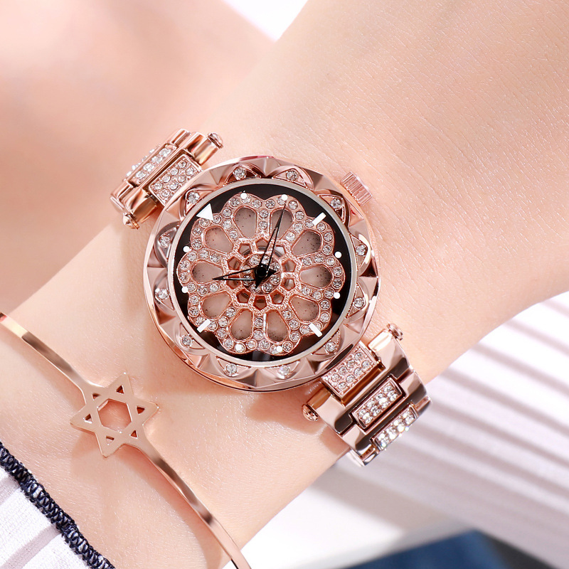 High-end fashion diamond watch quality fashion ladies rose gold watch student waterproof watch