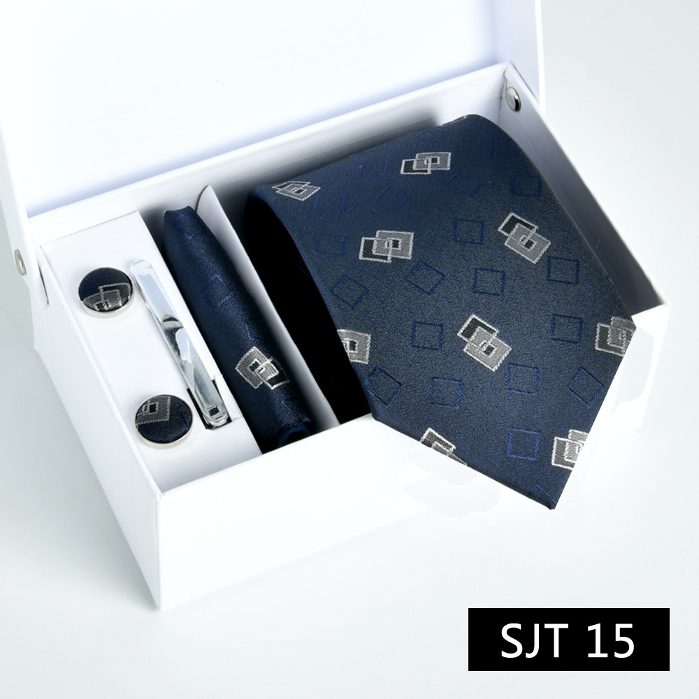 Picture of Tie formal business executive 5-piece gift box wedding = = groom wedding festive wine red in stock new