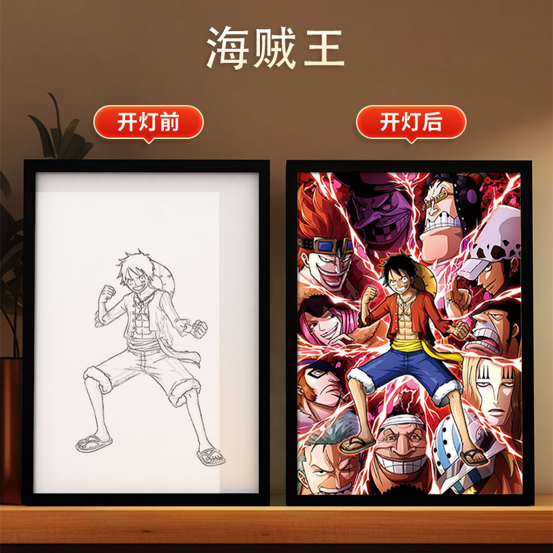 Picture of Carefully Selected One Piece - Luffy Light Painting Zoro Atmosphere Luminous Decorative Painting DIY Animation Creative Desktop Table
