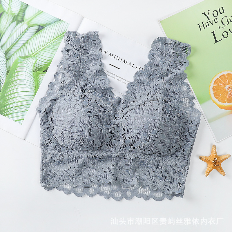 Picture of New Wide Shoulder Strap Lace Beautiful Back Wrapping Chest Tube Top with Chest Pad Base Anti-running Light Sling Vest Sleeping Underwear for Women