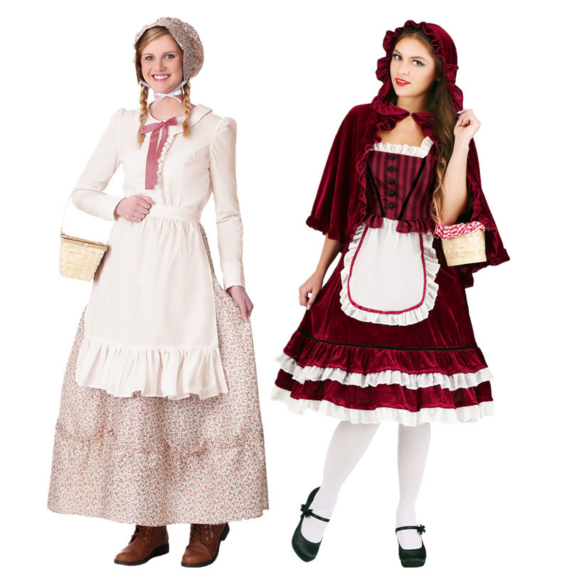 Fairy Tales Little Red Riding Hood Wolf Grandma Costume Halloween Adult cosplay Party Drama Costume Female