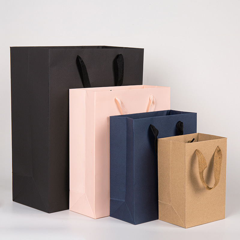 Brown Packing Paper Paper Bag, Clothing Shopping Bag, New Year's Day Gift Bag, Pink Accompaniment Return Gift, Hand-Held Gift Bag in Stock
