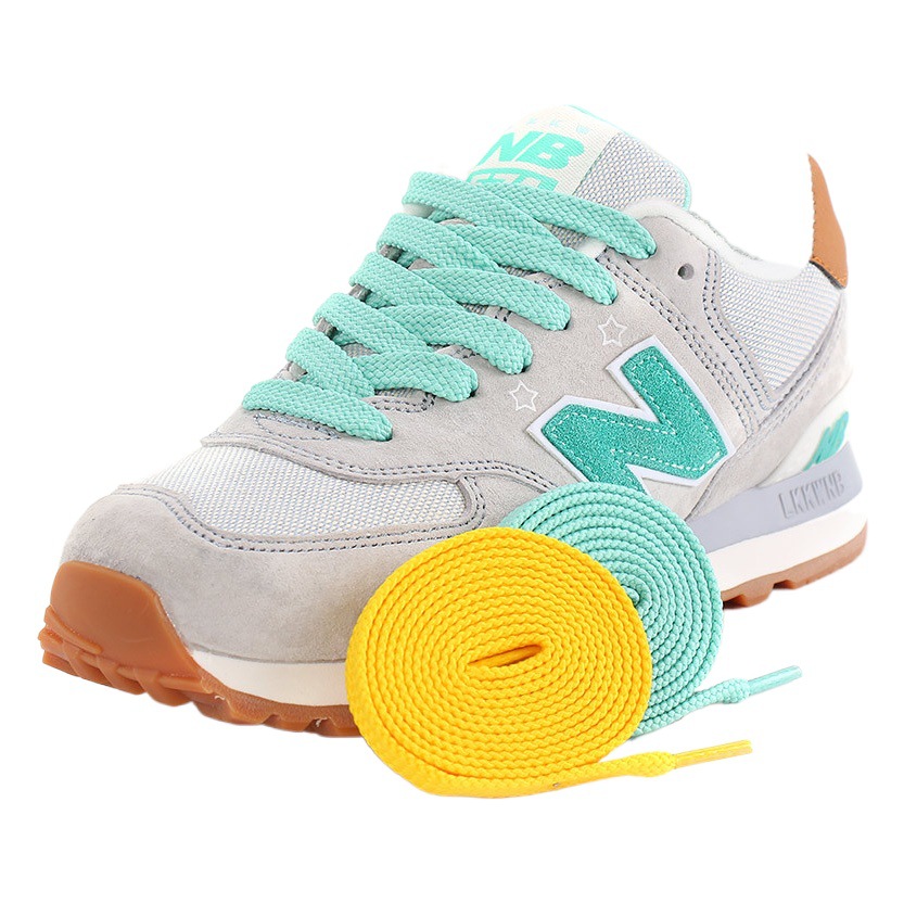 Colored Foot Shoelace Fit NB Flat Shoelace Rope White Shoes Sports Double Layer Widened Thickened Color Black Grey Set Wisdom